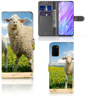 B2Ctelecom Book Case Samsung Galaxy S20 Plus Telefoonhoesje met Pasjes Schaap en Lammetje