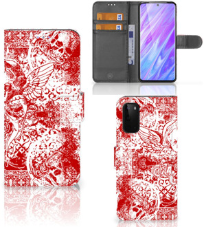 B2Ctelecom Book Case Samsung Galaxy S20 Telefoonhoesje met Naam Angel Skull Red