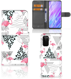 B2Ctelecom Book Case Samsung Galaxy S20 Telefoonhoesje met Pasjes Flamingo Triangle