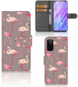 B2Ctelecom Book Case Samsung Galaxy S20 Telefoonhoesje met Pasjes Flamingo