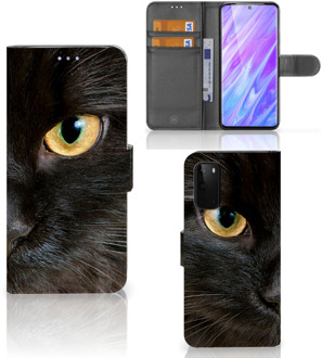 B2Ctelecom Book Case Samsung Galaxy S20 Telefoonhoesje met Pasjes Zwarte Kat