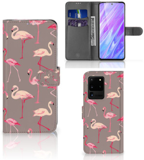 B2Ctelecom Book Case Samsung Galaxy S20 Ultra Telefoonhoesje met Pasjes Flamingo