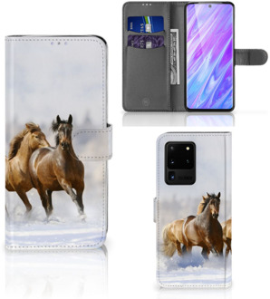 B2Ctelecom Book Case Samsung Galaxy S20 Ultra Telefoonhoesje met Pasjes Paarden