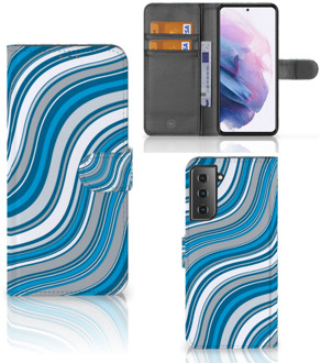 B2Ctelecom Book Case Samsung Galaxy S21 Plus Hoesje Waves Blue