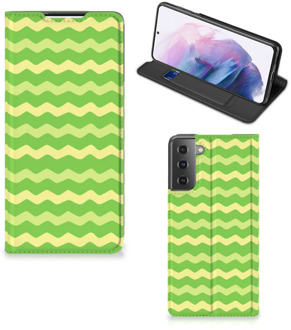 B2Ctelecom Book Case Samsung Galaxy S21 Plus Telefoonhoesje Waves Green