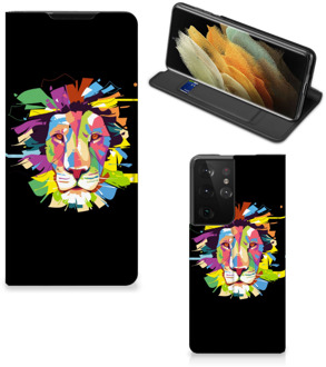 B2Ctelecom Book Case Samsung Galaxy S21 Ultra Smart Cover Lion Color