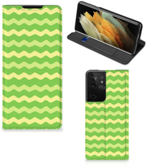 B2Ctelecom Book Case Samsung Galaxy S21 Ultra Telefoonhoesje Waves Green