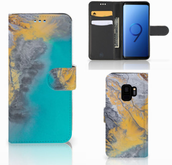 B2Ctelecom Book Case Samsung Galaxy S9 Design Marble Blue Gold