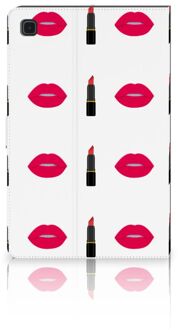 B2Ctelecom Book Case Samsung Galaxy Tab A7 (2020) Hoes met Magneetsluiting Personaliseren Lipstick Kiss