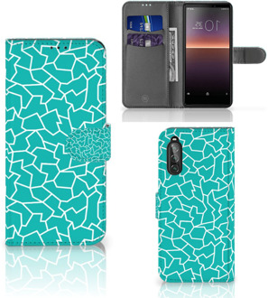 B2Ctelecom Book Case Sony Xperia 10 II Hoesje Cracks Blue