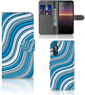 B2Ctelecom Book Case Sony Xperia 10 II Hoesje Waves Blue