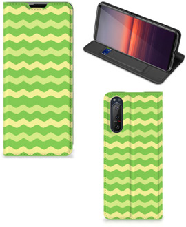 B2Ctelecom Book Case Sony Xperia 5 II Telefoonhoesje Waves Green