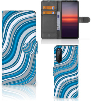 B2Ctelecom Book Case Sony Xperia 5II Hoesje Waves Blue