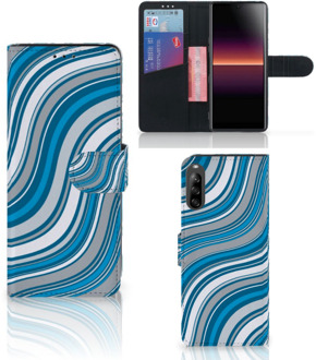 B2Ctelecom Book Case Sony Xperia L4 Hoesje Waves Blue