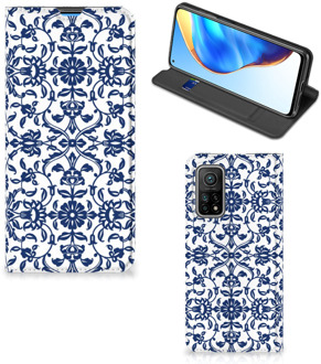 B2Ctelecom Book Case Xiaomi Mi 10T | 10T Pro Telefoon Hoesje Flower Blue