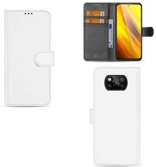 B2Ctelecom Book Case Xiaomi Poco X3 Hoesje Wit met Pasjeshouder