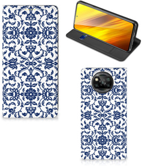 B2Ctelecom Book Case Xiaomi Poco X3 Telefoon Hoesje Flower Blue