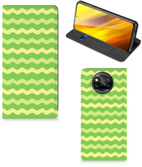 B2Ctelecom Book Case Xiaomi Poco X3 Telefoonhoesje Waves Green