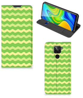 B2Ctelecom Book Case Xiaomi Redmi Note 9 Telefoonhoesje Waves Green