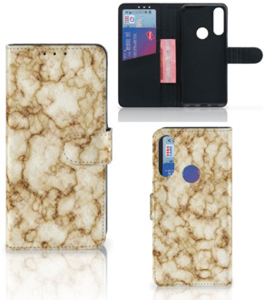 B2Ctelecom Book Cover Alcatel 1S 2020 Smartphone Hoesje Marmer Goud