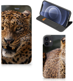 B2Ctelecom Book Cover Cadeautjes voor Jongens iPhone 12 Mini Telefoonhoesje Luipaard