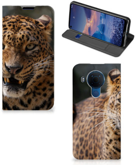 B2Ctelecom Book Cover Cadeautjes voor Jongens Nokia 5.4 Telefoonhoesje Luipaard