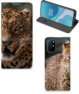 B2Ctelecom Book Cover Cadeautjes voor Jongens OnePlus 8T Telefoonhoesje Luipaard