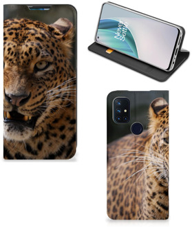 B2Ctelecom Book Cover Cadeautjes voor Jongens OnePlus Nord N10 5G Telefoonhoesje Luipaard