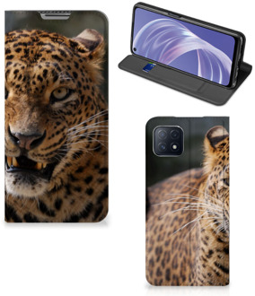 B2Ctelecom Book Cover Cadeautjes voor Jongens OPPO A73 5G Telefoonhoesje Luipaard