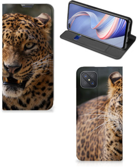 B2Ctelecom Book Cover Cadeautjes voor Jongens OPPO Reno4 Z 5G Telefoonhoesje Luipaard