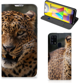 B2Ctelecom Book Cover Cadeautjes voor Jongens Samsung Galaxy M31 Telefoonhoesje Luipaard