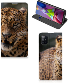 B2Ctelecom Book Cover Cadeautjes voor Jongens Samsung Galaxy M51 Telefoonhoesje Luipaard