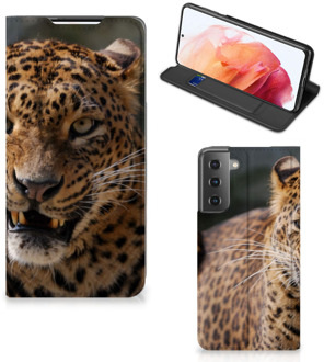 B2Ctelecom Book Cover Cadeautjes voor Jongens Samsung Galaxy S21 Telefoonhoesje Luipaard