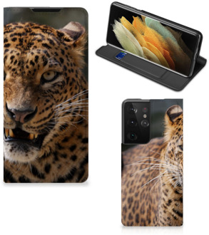 B2Ctelecom Book Cover Cadeautjes voor Jongens Samsung Galaxy S21 Ultra Telefoonhoesje Luipaard