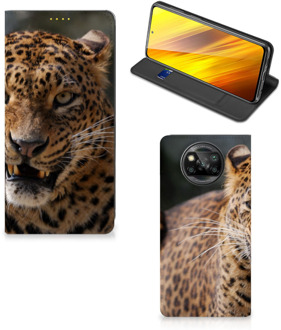 B2Ctelecom Book Cover Cadeautjes voor Jongens Xiaomi Poco X3 Telefoonhoesje Luipaard