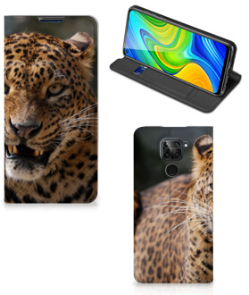 B2Ctelecom Book Cover Cadeautjes voor Jongens Xiaomi Redmi Note 9 Telefoonhoesje Luipaard