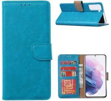 B2Ctelecom Book Cover Galaxy S21 Case Turquoise met Pasjeshouder