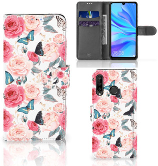 B2Ctelecom Book Cover Huawei P30 Lite Butterfly Roses