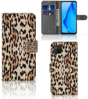 B2Ctelecom Book Cover Huawei P40 Lite Smartphone Hoesje Leopard