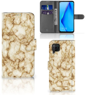 B2Ctelecom Book Cover Huawei P40 Lite Smartphone Hoesje Marmer Goud