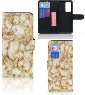 B2Ctelecom Book Cover Huawei P40 Pro Smartphone Hoesje Marmer Goud