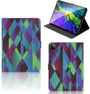 B2Ctelecom Book Cover iPad Pro 11 (2020) Tablet Hoes met Standaard Abstract Groen Blauw