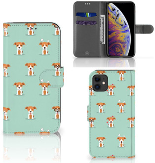 B2Ctelecom Book Cover iPhone 11 Telefoonhoesje met Pasjes Pups