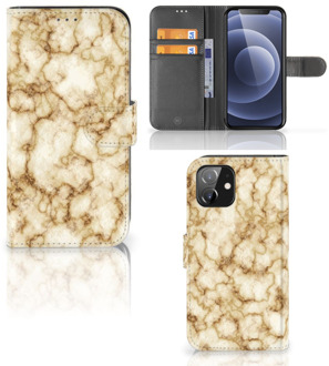 B2Ctelecom Book Cover iPhone 12 | 12 Pro (6.1") Smartphone Hoesje Marmer Goud