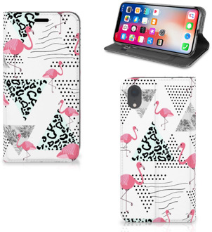 B2Ctelecom Book Cover iPhone XR met magneetsluiting Flamingo Triangle