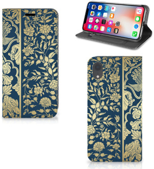 B2Ctelecom Book Cover iPhone XR met magneetsluiting Golden Flowers