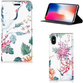 B2Ctelecom Book cover iPhone Xs | X Bird Flowers