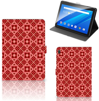 B2Ctelecom Book Cover Lenovo Tab E10 Tablet Hoes met Magneetsluiting Batik Red