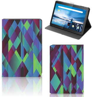 B2Ctelecom Book Cover Lenovo Tablet M10 Tablet Hoes met Standaard Abstract Groen Blauw