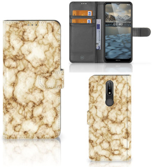 B2Ctelecom Book Cover Nokia 2.4 Smartphone Hoesje Marmer Goud